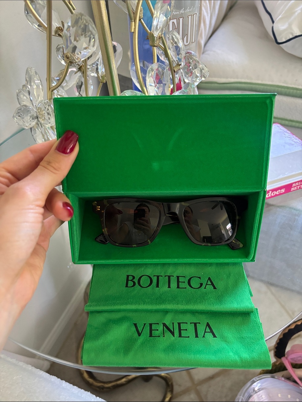 Bottega Veneta Sunglasses with Bright Green Case - $760 when first purchased